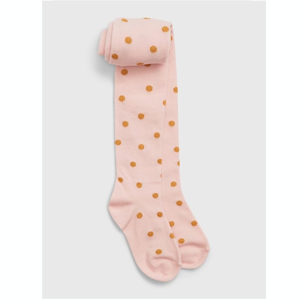 GAP Kids Metallic Print Polka Dot Tights Pink